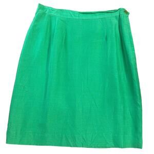 Vintage 1960s Green Shantung Pencil Skirt Size 8 Rockabilly Mad Men Secretary